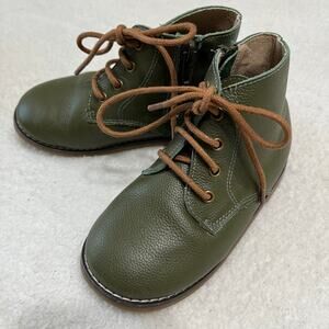 My Shoe Casa Toddler Booties Sz‎ 10 Green Leather Lace/Tie